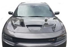 Black Ops Carbon Upper/Fiberglass Lower Hellcat Hood 15+ Charger - Click Image to Close